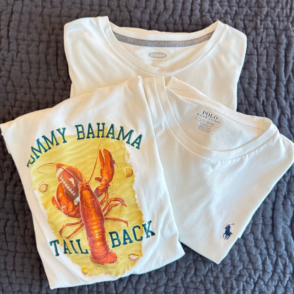 Ralph Lauren Polo Tommy Bahama Tail Back Lobster Old Navy T Shirt Bundle Large
